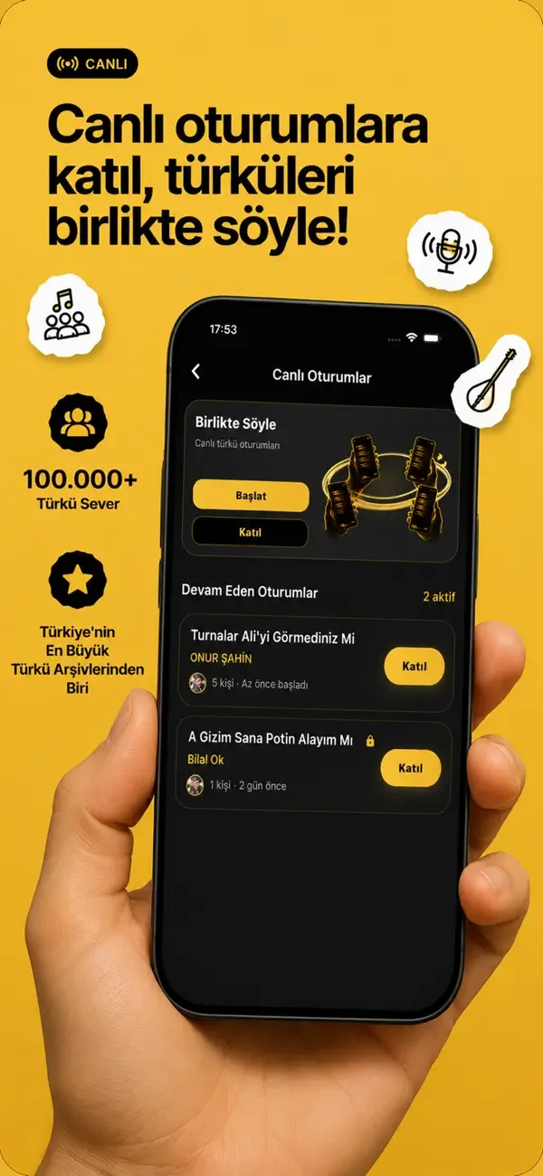 Saz Söz mobil uygulama ana ekranı